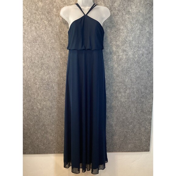 Azazie Flowing Blue Dress Size J16 Floor Length Halter  *Read Description* - Picture 1 of 11